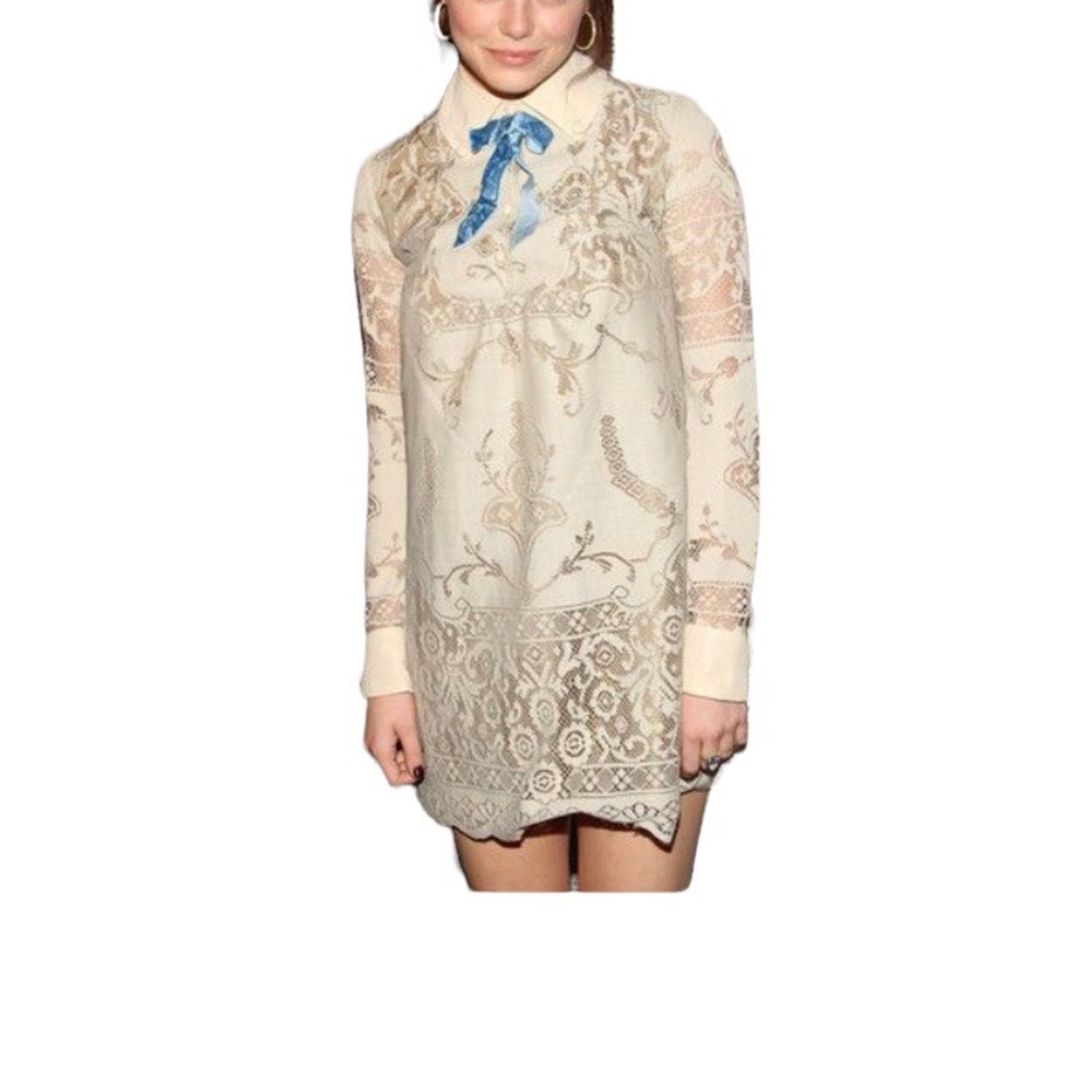 Anna Sui mini dress lace Victorian look. One like it worn by Emma Stone, XS